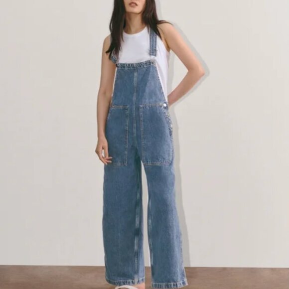Everlane Denim Gardener Overalls Size Medium EUC - Picture 1 of 3